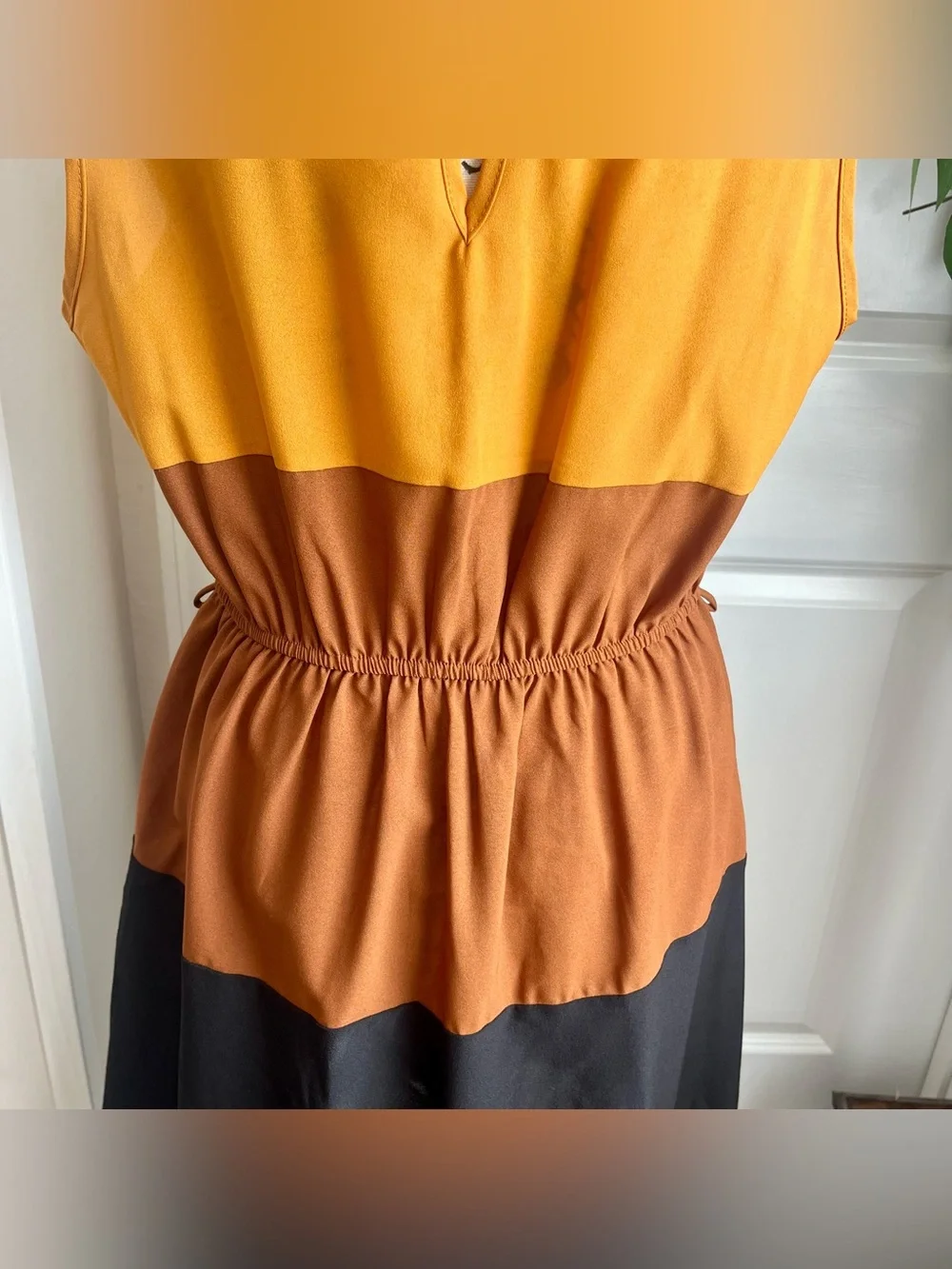 Jella Couture Colorblock Sleeveless Mini Dress Brown Sz L